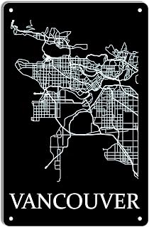 Vancouver Map Poster Funny Metal Tin Sign Subway Line Wall Decor Tin Painting for Home Living Room Bedroom Garden Garage Office Cafe Bar Pub 8x12 Inch