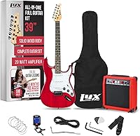 Vista 23 de Kit de guitarra eléctrica con amplificador de 20W, todos los accesorios, sintonizador digital de broche, seis cuerdas, dos uñas de guitarra, barra