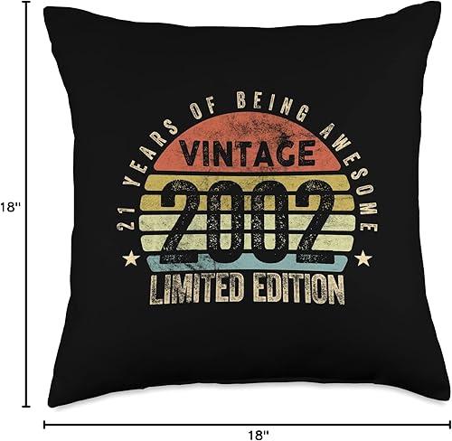 Miniatura 4 de Vintage 21st Birthday Gifts Retro Design Men women Vintage 2002 Limited Edition 21 años Retro 21st Birthday - Almohada de 18 x 18 pulgadas