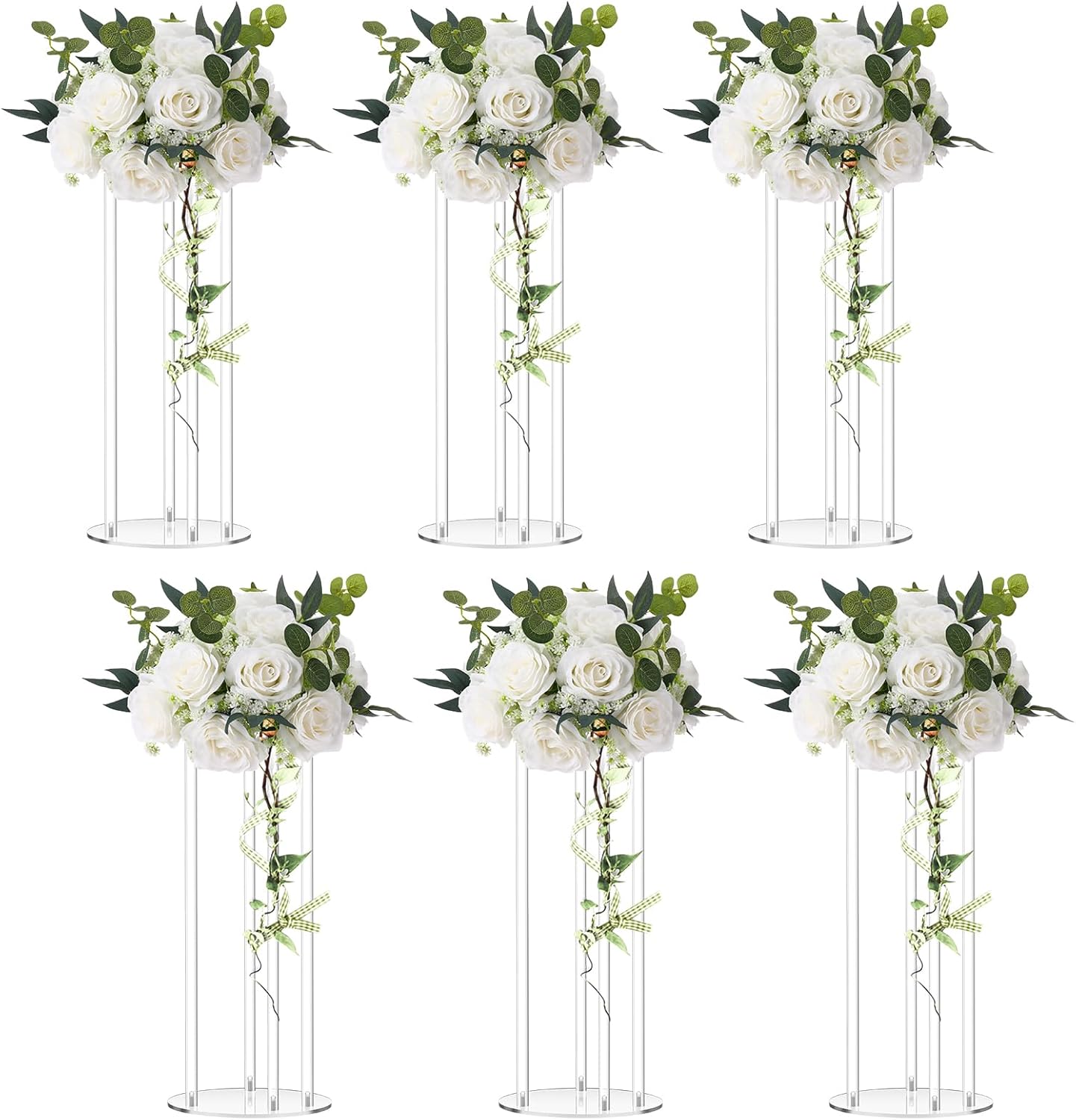 6 Pcs 12 Inch Tall Acrylic Vase Wedding Centerpieces Clear Flower Stand Acrylic Centerpiece Stand Floral Vase Elegant Display Holder for Wedding Birthday Party Table Decorations 6 12 Inch