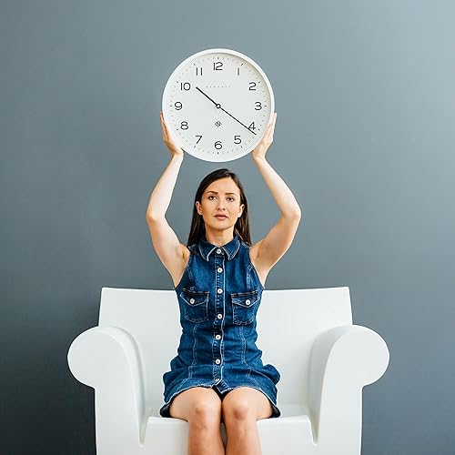 Miniatura 32 de NEWGATE® Reloj de pared con eco número tres Reloj redondo moderno 14.5 pulgadas Rojo Números fáciles de leer Ideal para cocina, sala