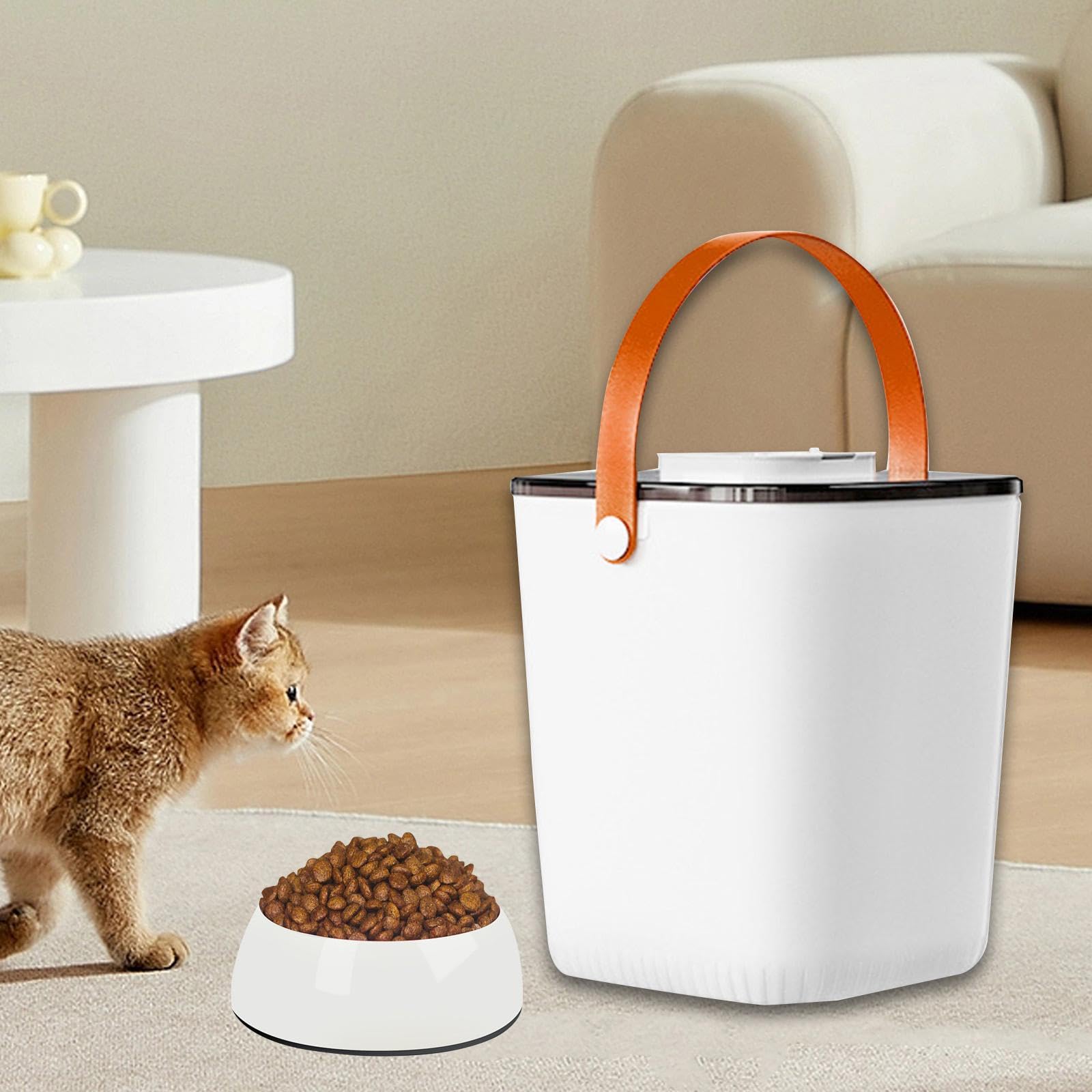 LOVIVER Aufbewahrungsbehälter für Tierfutter, Katzenfutter Eimer, Vakuum, für Hunde Und Katzen, mit Griff, Tragbar, mit Deckel, Frischhaltung von Trockenfutte, Weiß