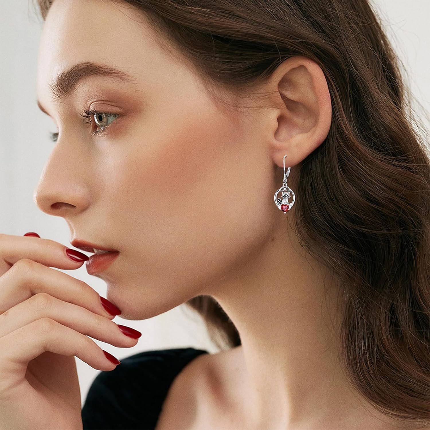 PROESS Animal Earrings for Women 925 Sterling Silver Cute Otter/Cow/Raccoon Dangle Earrings with Heart-shaped CZ Jewelry Gifts for Chrismas Birthday - Image 2