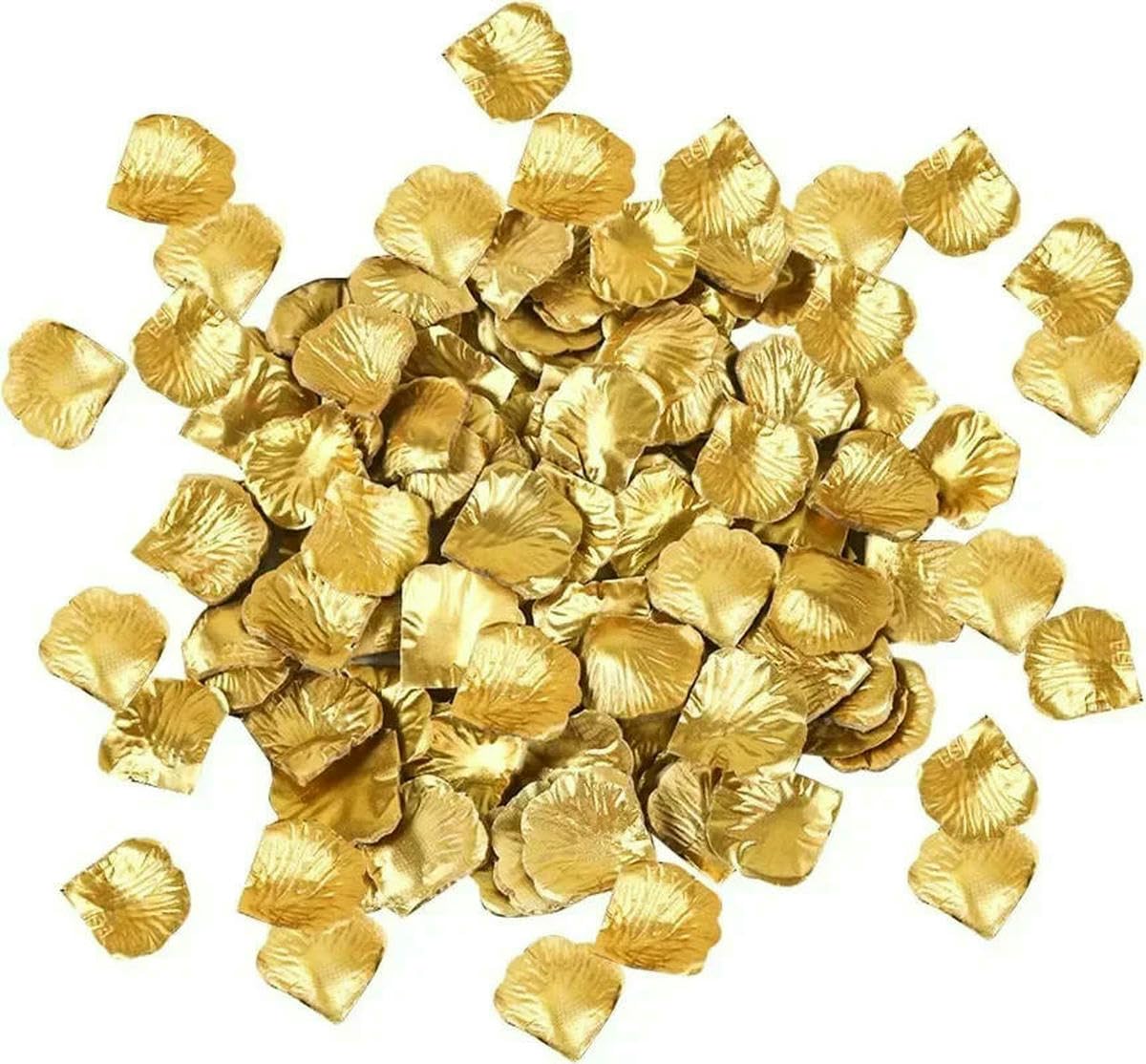 Płatki róż na romantyczny wieczór, Sztuczne jedwabne płatki róż wielokolorowe 100-2000 szt. na dekoracje weselne przyjęcie(Gold,2000PCS (20Pack))
