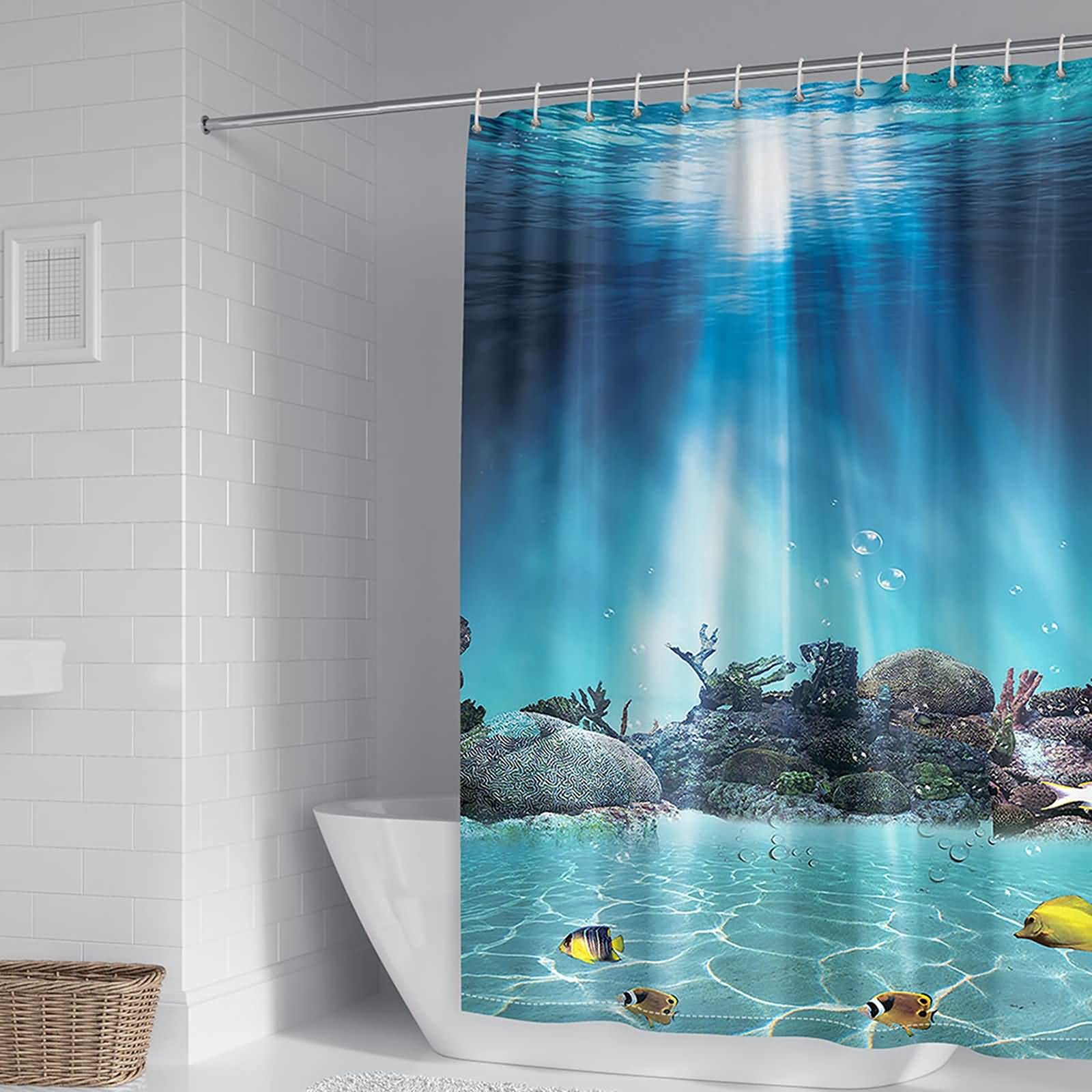 Rideau de douche poissons 165x200cm KnSam pour une salle de bain marine