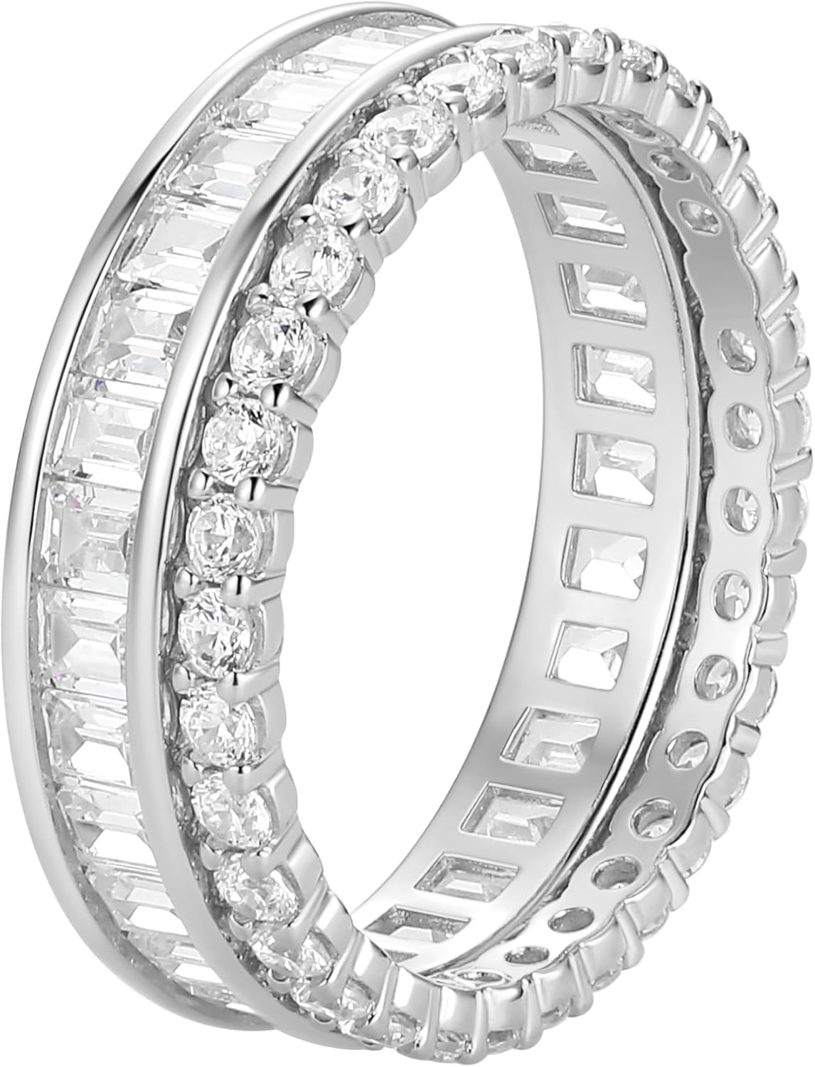Amazon Essentials Cubic Zirconia Stackable 2-Ring Set in Sterling Silver - Image 3