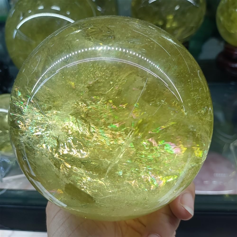 BJXKHFPIV Yellow Crystal Ball Hand Polishing Ore Home Office Decoration Craft Gifts Heal Ornaments (Size : 300-350g)