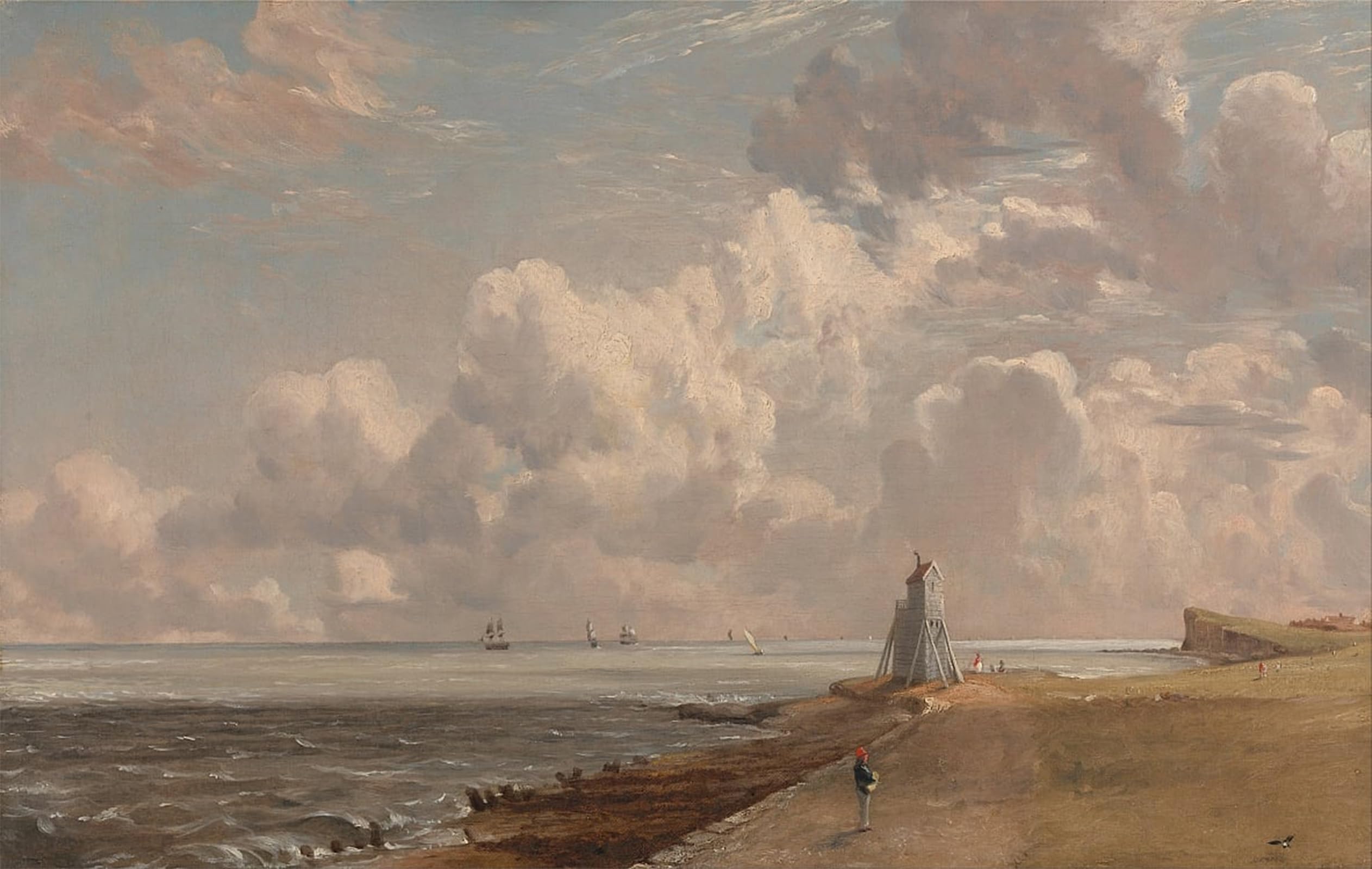 Artxlxxbn No Frame Famous Prints Artwork Pictures Poster Painting Art Harwich The Low Lighthouse And Beacon Hill By John Constable Artwork Landscape Pictures For Home Decor 60X90cm