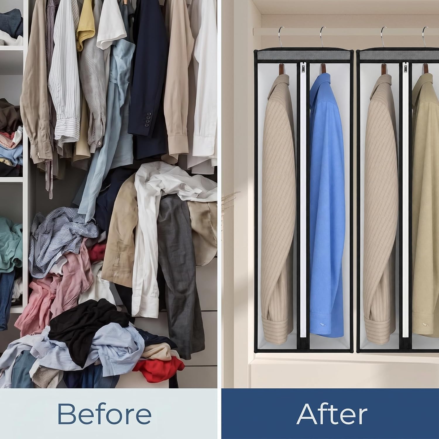 Gusseted Garment Bags for Hanging Clothes, 31.5 Inch Long Clear Sides