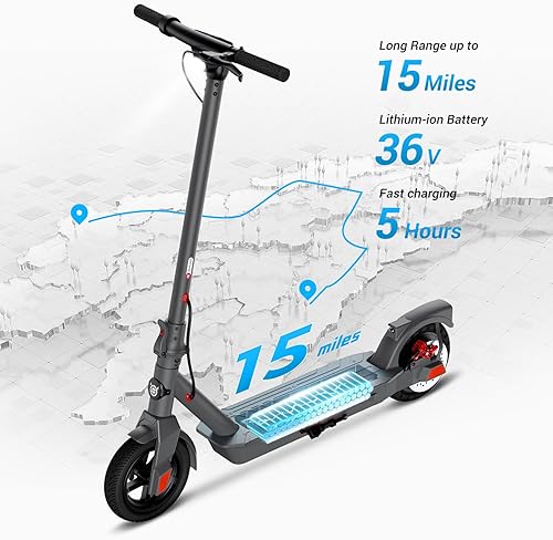 Miniatura 2 de SISIGAD Patinete eléctrico para adultos, motor de 300 W, pico de 500 W, scooter eléctrico de largo alcance de 15 millas para adultos, neumáticos