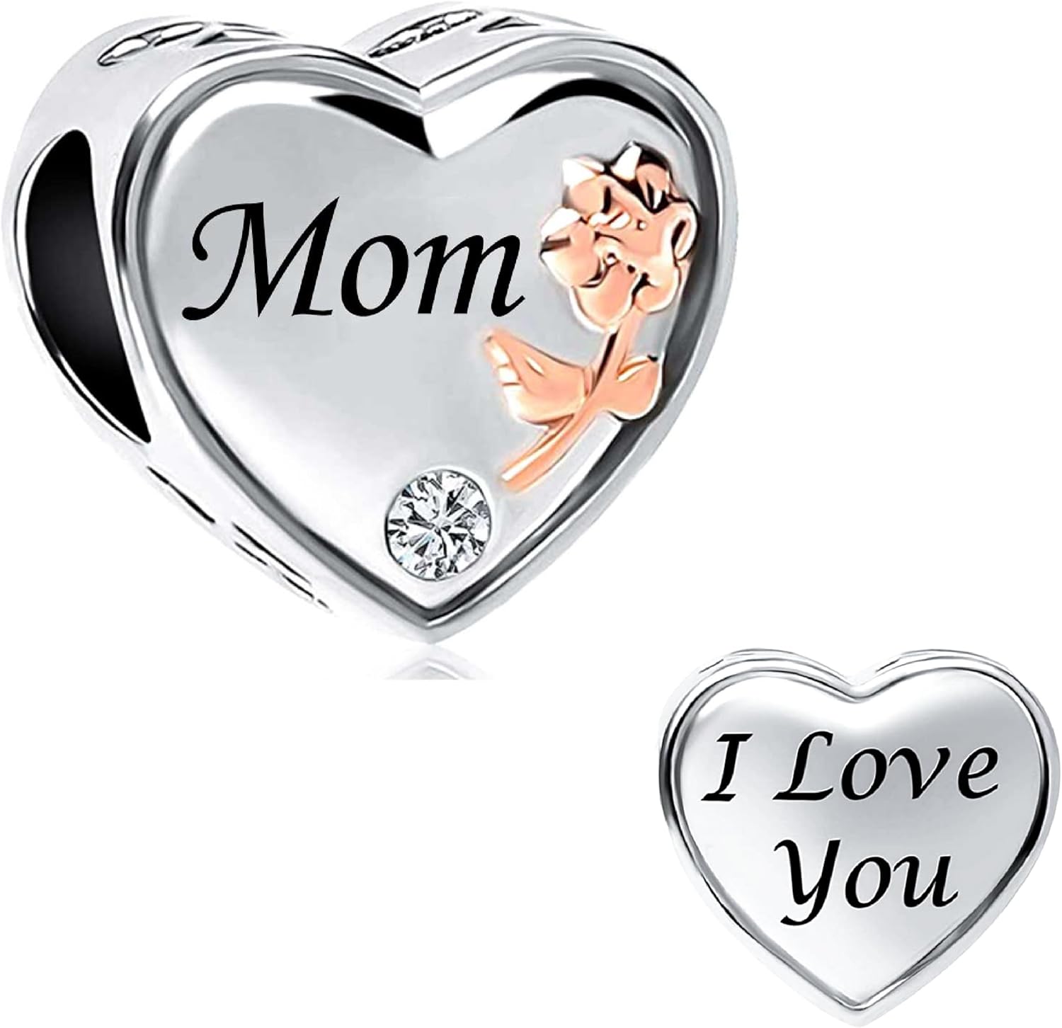 Heart Flower Sister Nana Wife Mom Daughter Charms Compatible with Pandora Bracelets Beads Silver Gift for Women Jewelry