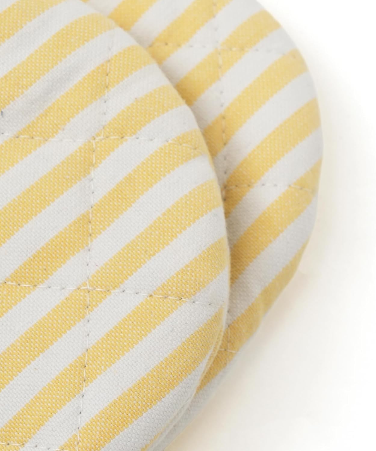 HOMEFRONT Pot Holder & Mini Oven Mitt Set of 2 | 100% Cotton Heat-Resistant Kitchen Potholder with Pocket & Mini Mitt | Striped Cooking Mitts for Hot Pans, Baking & Gifts – Yellow/White