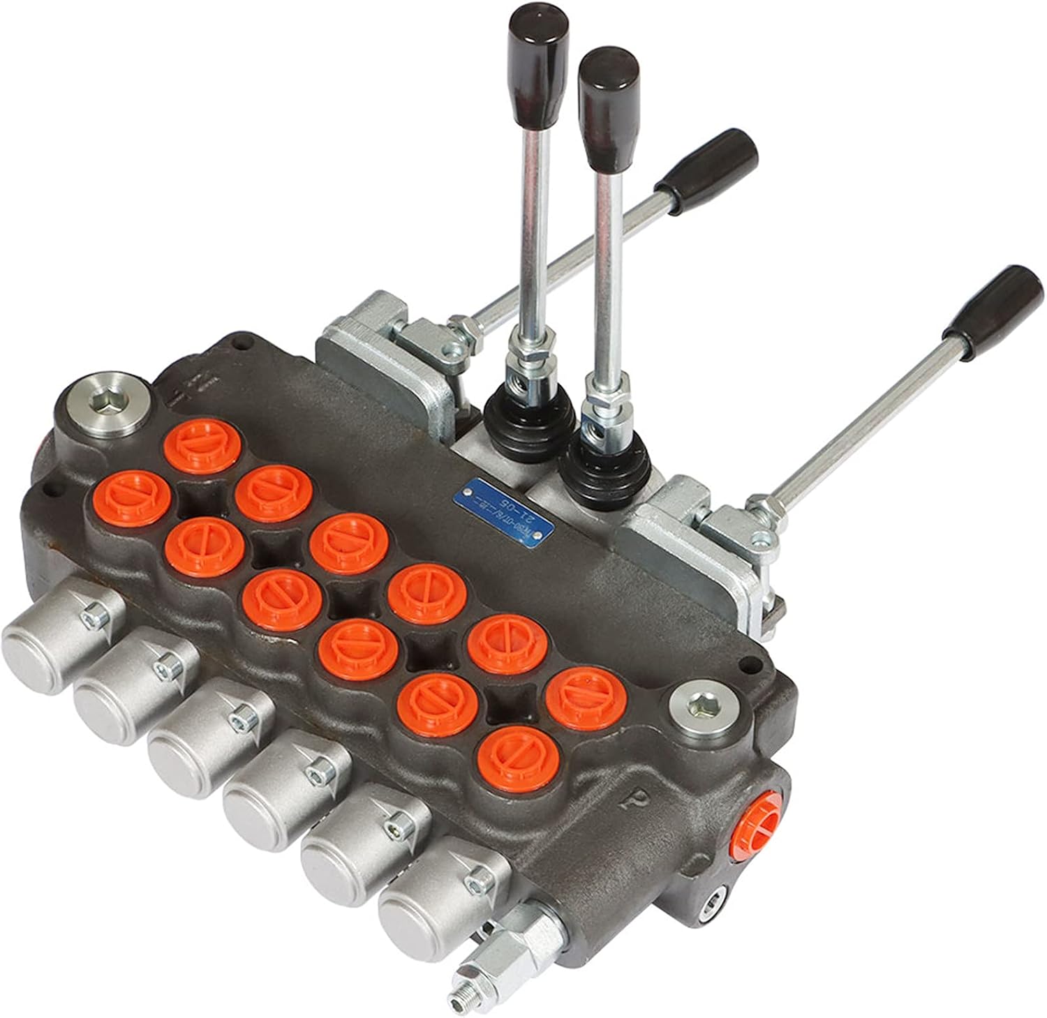 6 Spool Hydraulic Backhoe Directional Control Monoblock Valve for Tractor Loader, 21GPM