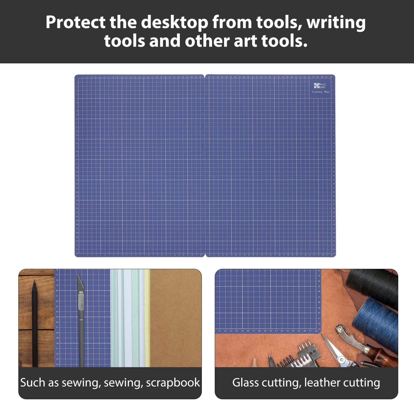 Tapete de Autocurativo para Corte Plegable A3 a A2 Manualidades | Pvc Azul, Uso en Costura y Scrapbooking, Formato Portátil para Creadores y Estudiantes