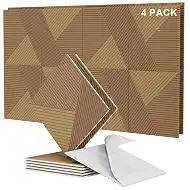 Acoustic Wall Panels Sound Proofing, 4 PCS 23.6 x 23.6in (15.49ft²) 3D Wood Grid Fluted Self Adhesive Panels, Large Art Decor Sound Absorbing Panels for Home Office Gaming Studio (Walnut)