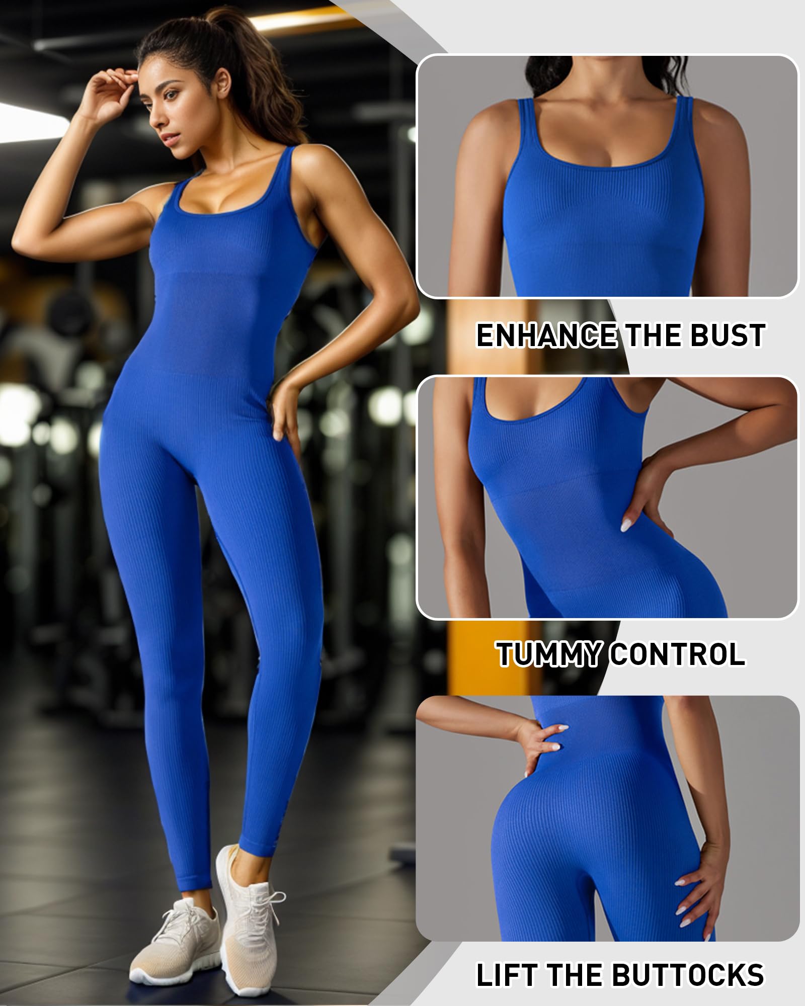 Merlvida Combinaison Femme Sport Sans Couture Jumpsuit Fitness Ajusté et Élastique Skinny Une Pièce Tenue Sportive Sexy Gym Survêtement Pour Sports Yoga Jogging