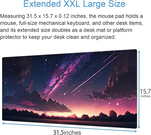 Miniatura 2 de Cindasun Alfombrilla de escritorio, alfombrilla grande para mouse para juegos con bordes cosidos, alfombrilla antideslizante para mouse para