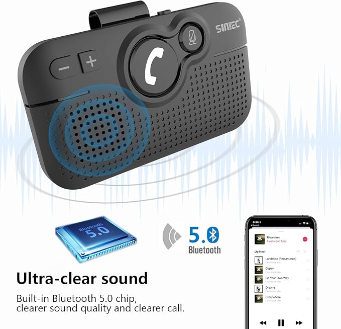 Kit Manos Libres Bluetooth para Auto, Parlante Inalámbrico con Clip miniatura 2