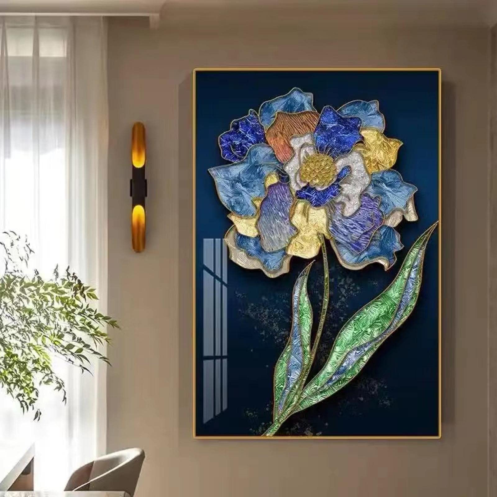 KEBIA Nowoczesny styl kolorowy kwiat obraz płótno rzemiosło ścienne sztuka plakaty mural mural rodzina sypialnia dekoracja artystyczne wydruki 40 x 60 cm x 3 bez ramy