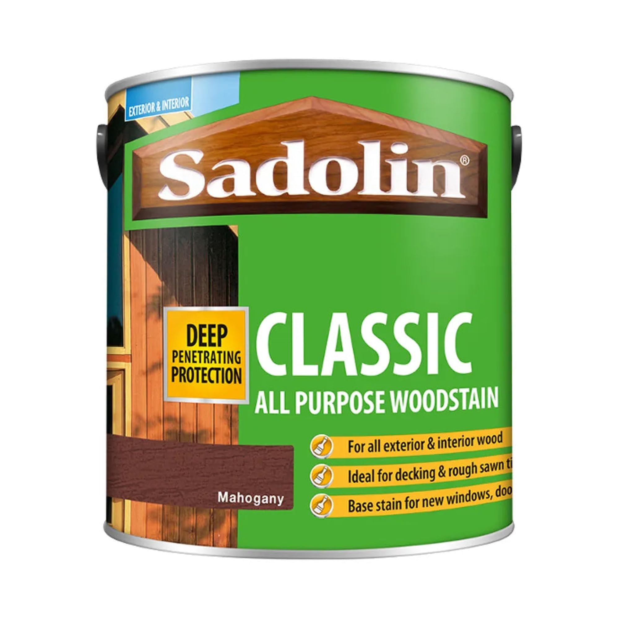 Mahogany Woodstain 2.5L | Exterior Wood Stain and Protector | Breathable Matt Finish for Doors Windows Cladding Fences and Garden Timber