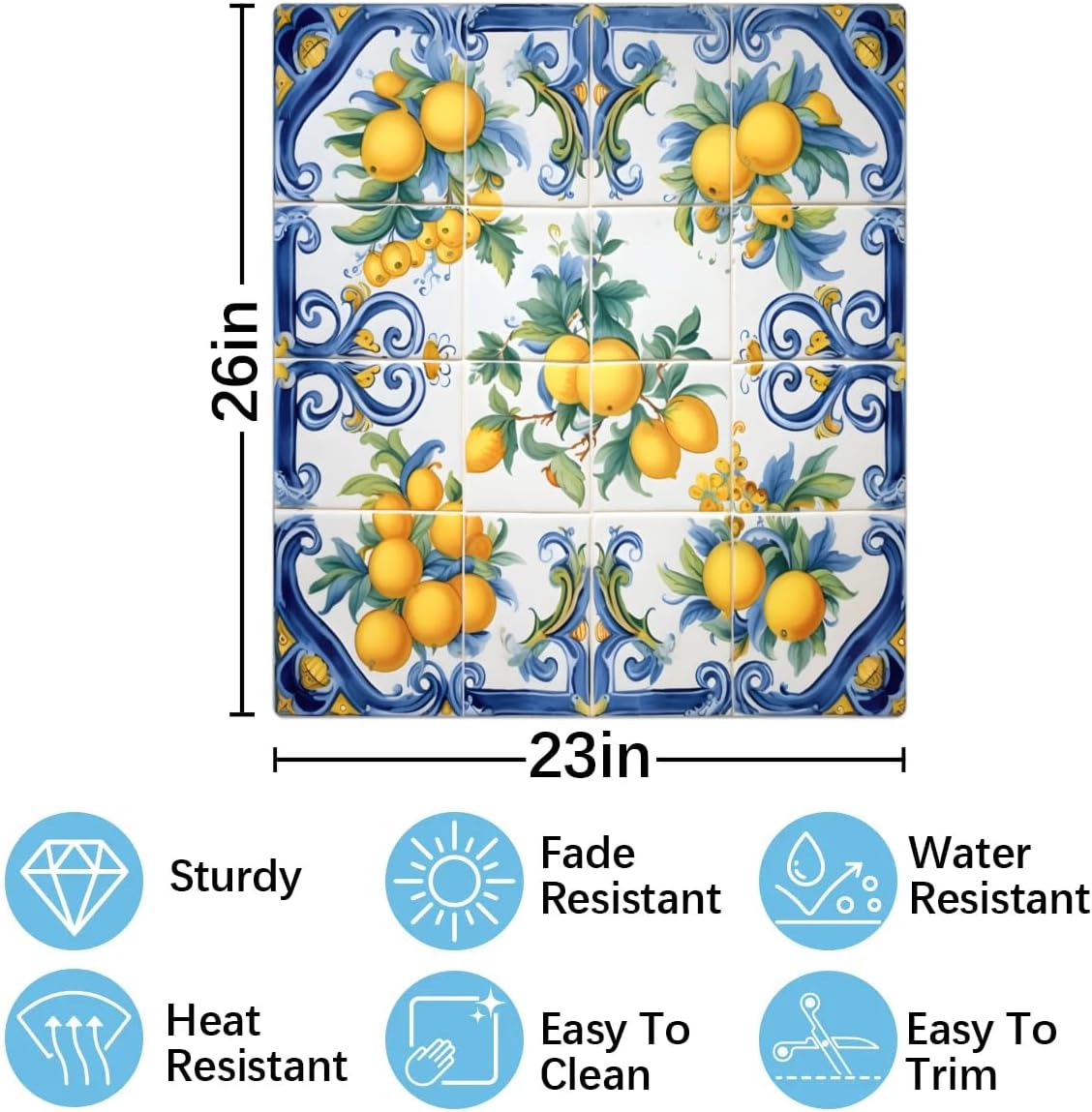 Blue Lemon Dishwasher Magnet Cover 23'' x 26'' Magnetic Dishwasher Door Cover Decorative Refrigerator Magnet Covers for Home Kitchen