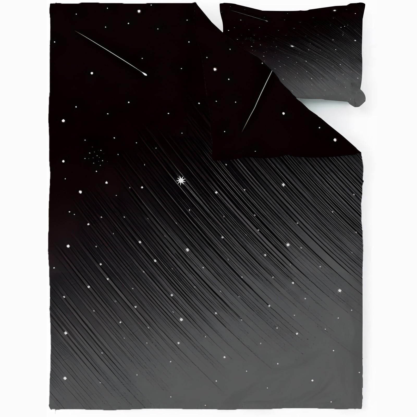 Poszwa na kołdrę 150 x 200 meteorytów Oniryczne poszwy na kołdrę, dwustronne poszwy na kołdry i 2 poszewki na poduszki 50 x 80 cm, oddychająca miękka mikrofibra 3 sztuki z zamkiem