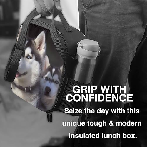 Miniatura 5 de VACSAX Lonchera para hombres y mujeres, con estampado de perro husky, bolsa de almuerzo aislada reutilizable portátil