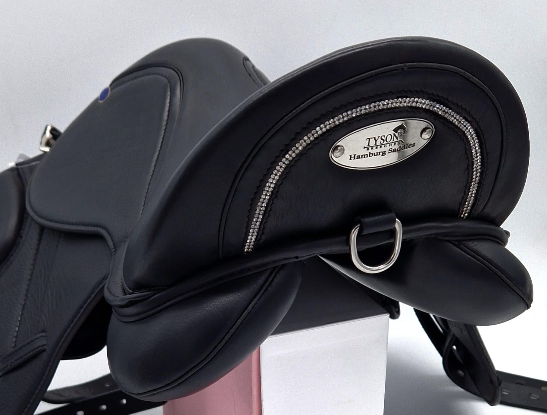 Pony Shetty Welsh Ledersattel WEICH ! Sattel Leder Mono Modell Beauty 14 15 Zoll Schwarz Glitzer ! Kammer anpassbar + Kopfeisen Set anbei Tysons (14 Zoll)