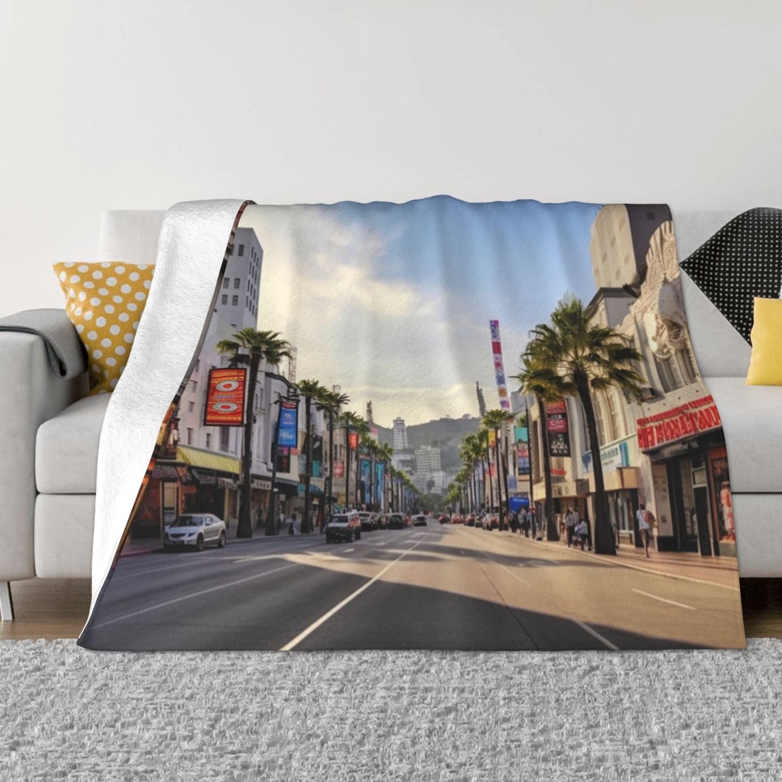 Couverture polaire Hollywood Boulevard en flanelle premium légère et douce de lit