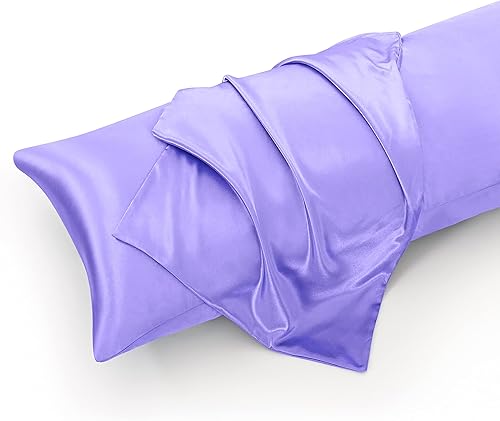 Miniatura 5 de Entisn Juego de sábanas de satén de 7 piezas para camas ajustables, sábanas de satén sedoso lavanda, sábanas ultrasuaves de hotel de lujo, 2 sábanas
