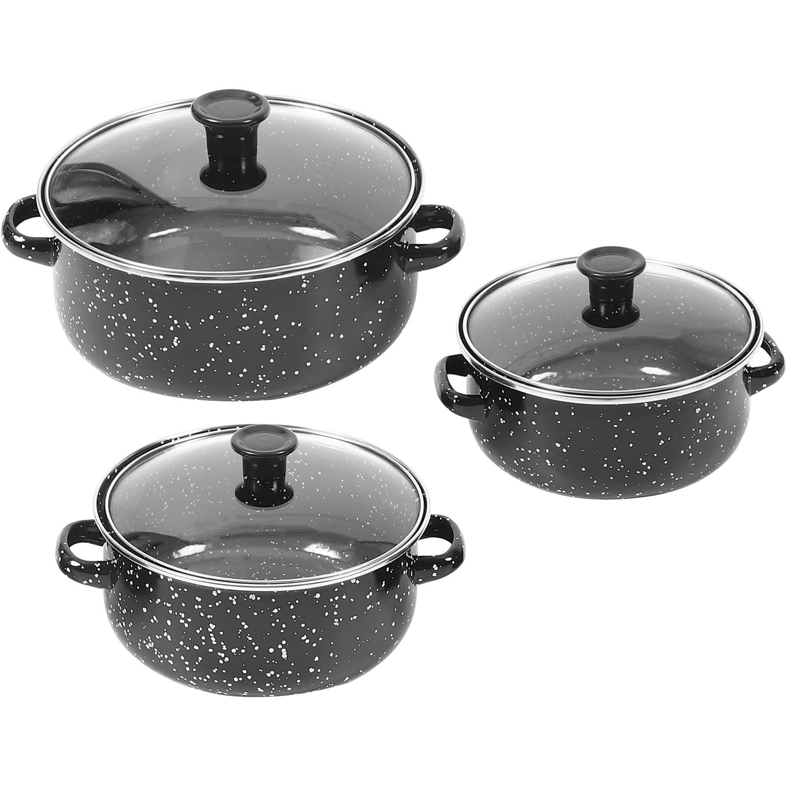 Casseroles Émaillées Miniatures à Double Poignées et Fond Plat avec Couvercle Pratique