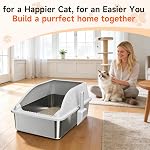 Stainless Steel Cat Litter Box, Extra Large XL Odor Free Metal Litter Box with High Sides Lid, Open Top Litter Pan Include Scoop Easy Cleaning Kitty Cat Box Anti-Urine Leakage, Non-Sticky