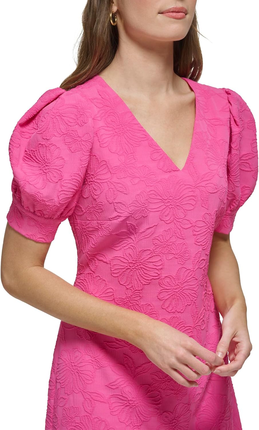 Tommy Hilfiger Women's Puff Sleeve V-Neck Shift Mini Dress - Image 4