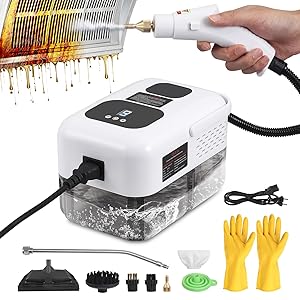 Limpiador Vapor, Limpiador Vapor PortáTil 2500W con 6 cepillos,1200ML de tanque para Muebles de Cocina, Baño, Automóvil, Piso, Sofá