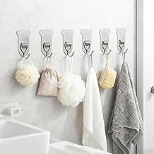 AOMEES Adhesive Hooks 12 Pack,Self Adhesive Hooks&Sticky Hooks for Hanging,Coat Hooks Wall Mounted Style No Drilling (12PCS)