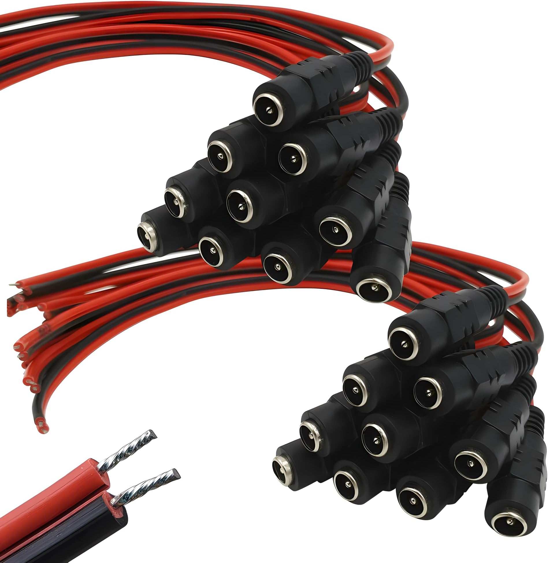 20 Pack Female Power Pigtail DC 5.5mm x 2.1mm Connectors Upgraded AWG for CCTV Surveillance Security Camera System and Led Strips Transformer Connection