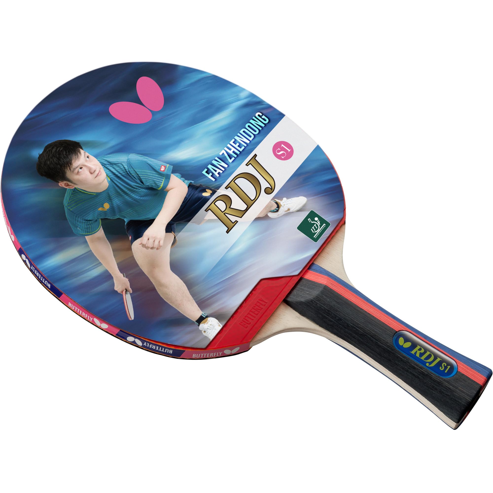 Butterfly RDJ S1 ITTF Approved Ping Pong Paddle Great Spin Speed and Control Wood Table Tennis Racket - Red and Black-image-4