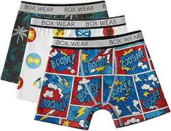 Kit 3 Cuecas Infantil Boxer Box Wear Para Menino Microfibra, Sem Costura, Estampa Divertida, Confortável