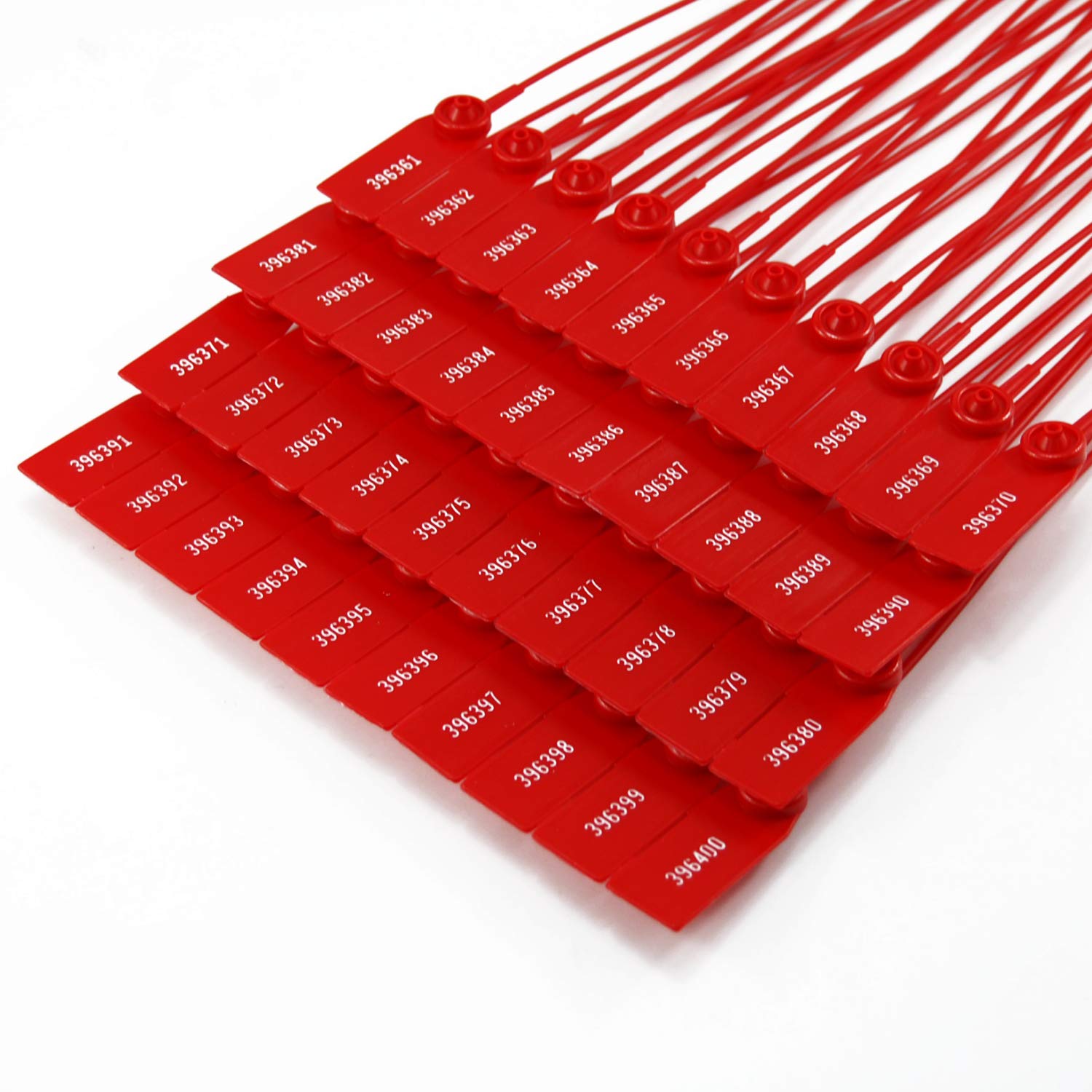 Kabelbinder, 100 Sicherheitssiegel, manipulationssicheres Etikett, nummeriertes Versandsiegel, Pull-Tite-Etikett, Sicherheitsetikett for Banksäcke (rot)