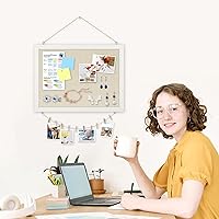 Vista 9 de DOLLAR BOSS - Tableros de anuncios con lino, 1 tablero de corcho de doble cara de 16 x 12 pulgadas para paredes, con marco de madera, pequeño