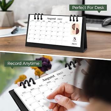 KONVINIT Small Desk Calendar 2026-2027, 6.3 x 3.1, 2026 Desk Calendar - Runs From January 2026 Until December 2027, 24 Months Mini Desktop Calendar for School, Home and Office Supplies
