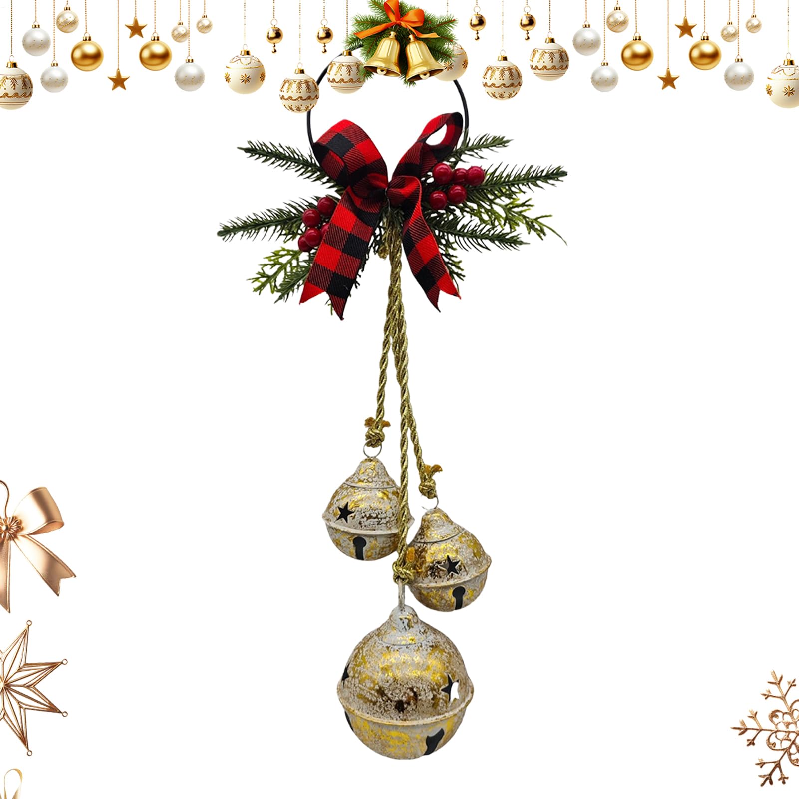 Cloches de Noël en métal rustique haut de gamme pour mariage d'hiver