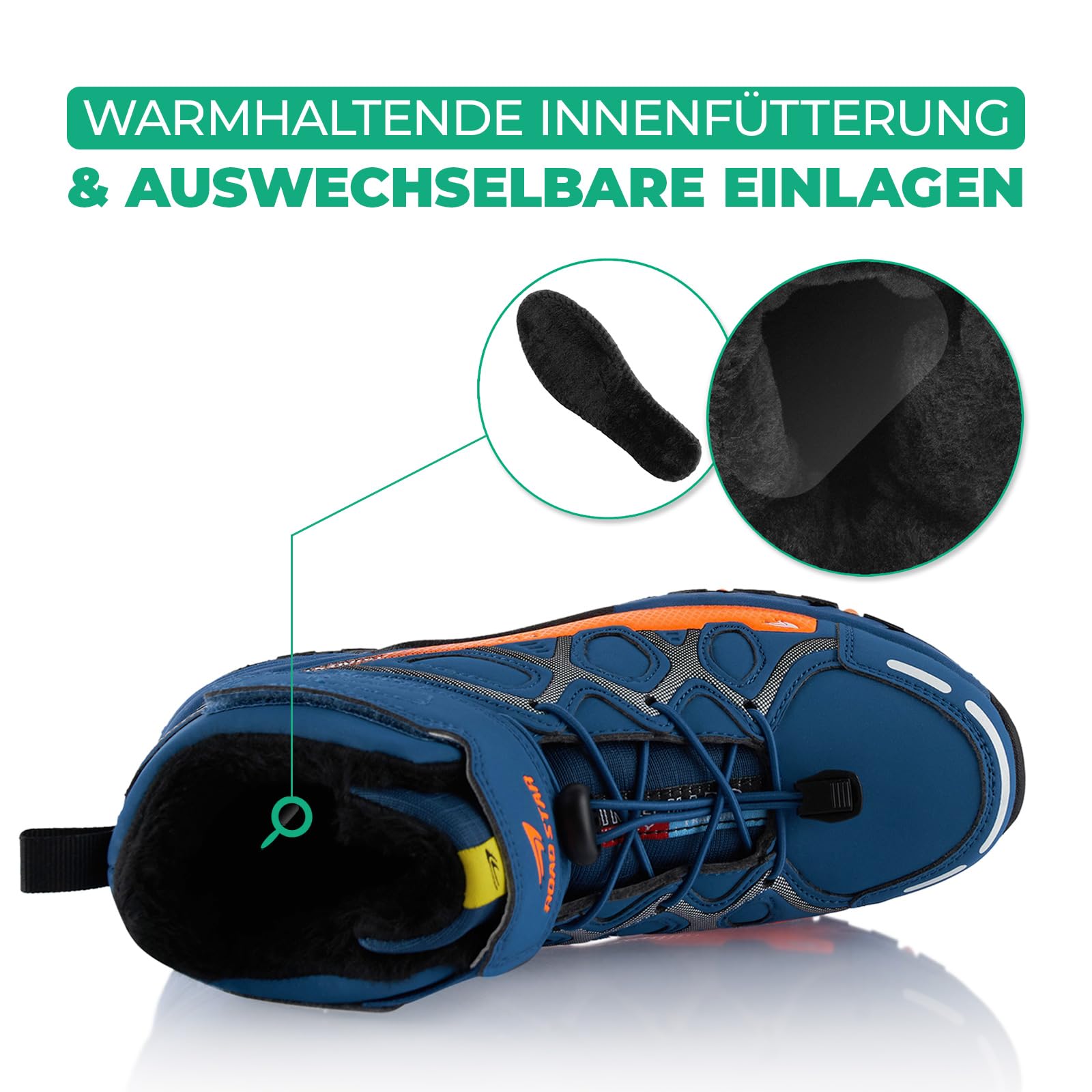 Fusskleidung® Damen Herren Wanderschuhe warm gefütterte Winterstiefel