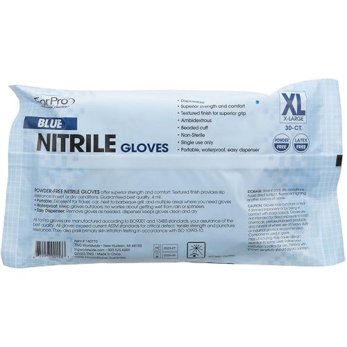 Miniatura 9 de ForPro Professional Collection Guantes desechables de nitrilo resistentes a productos químicos, sin polvo, sin látex, no estériles, seguros para