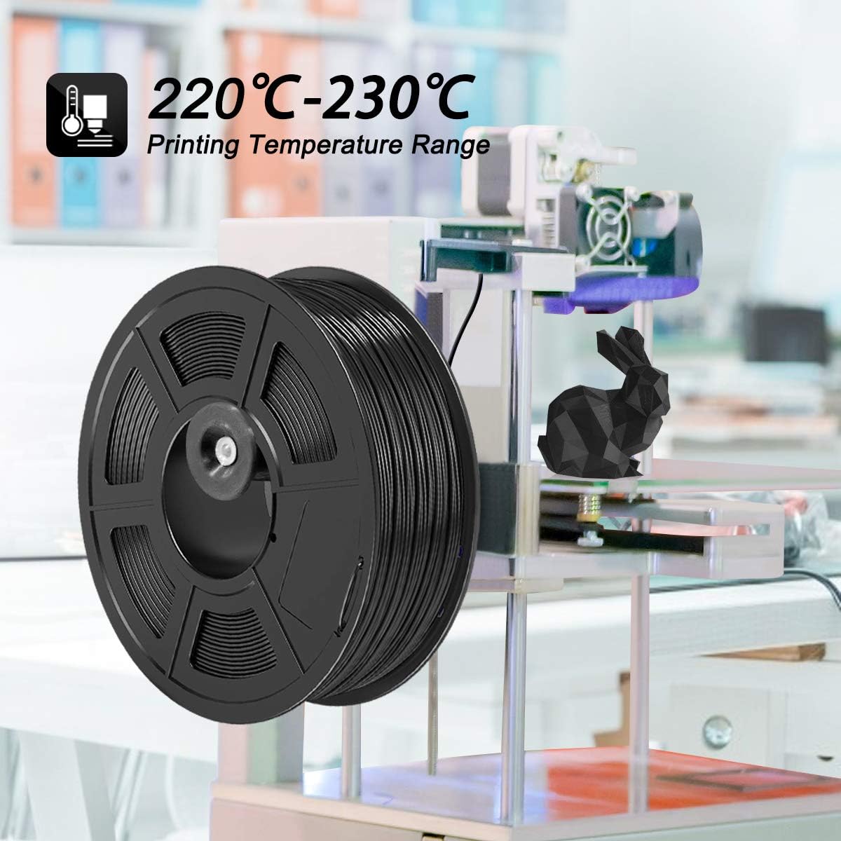 3D WARHORSE PLA 3D Printer Filament, Dimensional Accuracy +/- 0.02mm, 1 kg Spool, PLA Filament 1.75mm, PLA Black
