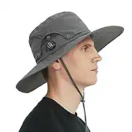 Sireck Men Fishing Hat, Adjust Rotating Buckle Sun Hat, Wide Brim UPF 50+ UV Protection Summer Safari Hat,Bucket Hiking Hat
