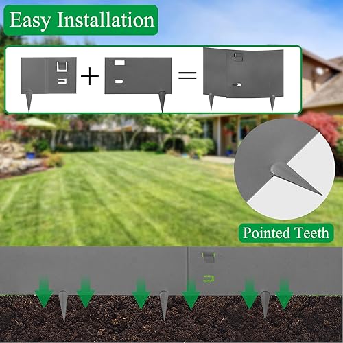 Miniatura 5 de Flieeya Borde de jardín con martillo de acero de 39 pulgadas, borde de jardín de metal resistente de 5 pulgadas de alto para patios, camas al aire