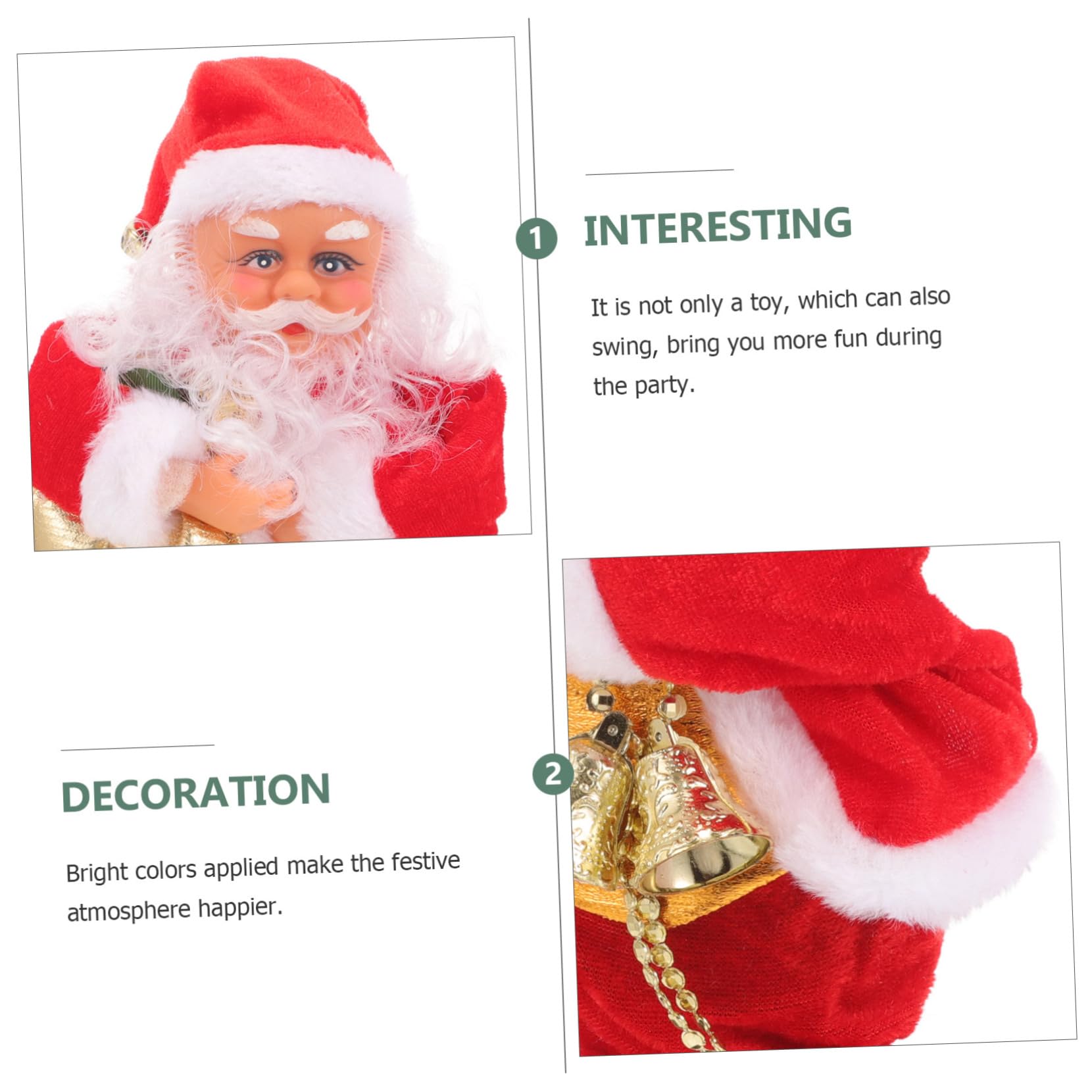 BESPORTBLE Papá Noel Musical para Navidad Juguete Delicado Accesorio Navideño Hogar Decoración de Escritorio sin Batería