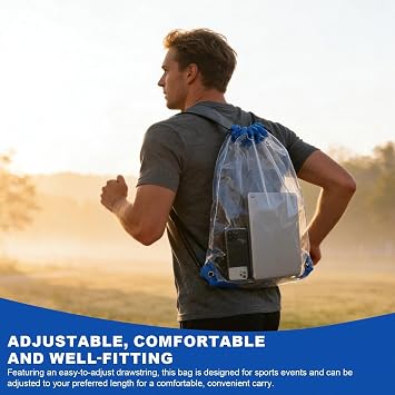 Clear Drawstring Bags Backpack, 2 Pcs Waterproof Drawstring Bags for Stadium Events, Ideal for Concerts Colleges Work Festivals Travel Shopping