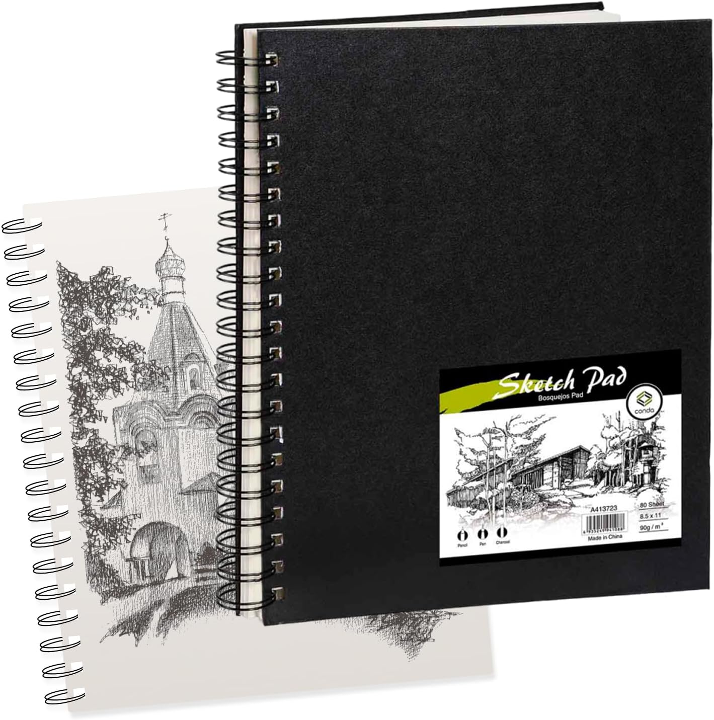 Conda 8.5"x11" Hardbound Sketch Book, 80-Sheets 90gsm Double-Sided Hardcover Sketchbook, Spiral Sketch Pad, Durable Acid Free Drawing Art Paper for Adults